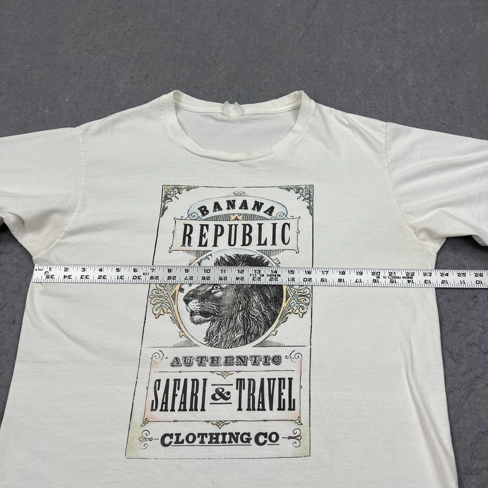 VTG Banana Republic Shirt XL* White Lion Safari & Travel Single Stitch USA Retro - Picture 9 of 16